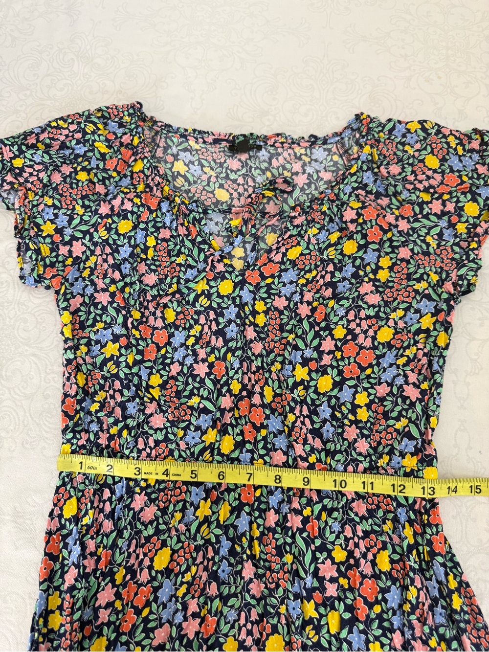 Talbots Gathered Tie Neck Floral Midi Dress Size 6 - Picture 12 of 13